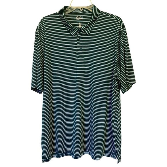 Croft & Barrow Men's 3-Button Polo Striped Golf Shirt Size XXL Green White - Picture 1 of 8